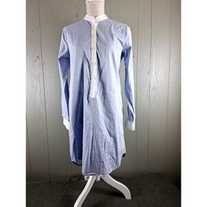 Michael Kors Tunic Shirt Dress‎ 4 Blue White Popover Knee Length Pockets Resort